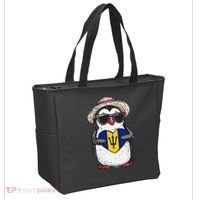 Bajan Pride Penguin Trident Heart Barbados Bajan Roots Tote Bag thumb 2