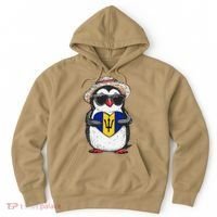 Bajan Pride Penguin Trident Heart Barbados Bajan Roots Hoodie thumb 0
