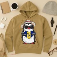 Bajan Pride Penguin Trident Heart Barbados Bajan Roots Hoodie thumb 3