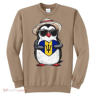 Bajan Pride Penguin Trident Heart Barbados Bajan Roots Sweatshirt