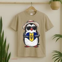 Bajan Pride Penguin Trident Heart Barbados Bajan Roots T-Shirt thumb 2