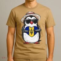 Bajan Pride Penguin Trident Heart Barbados Bajan Roots T-Shirt thumb 3