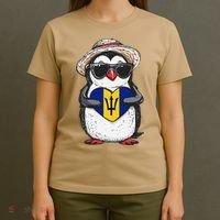 Bajan Pride Penguin Trident Heart Barbados Bajan Roots T-Shirt thumb 4