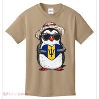 Bajan Pride Penguin Trident Heart Barbados Bajan Roots Kids T-Shirt thumb 0