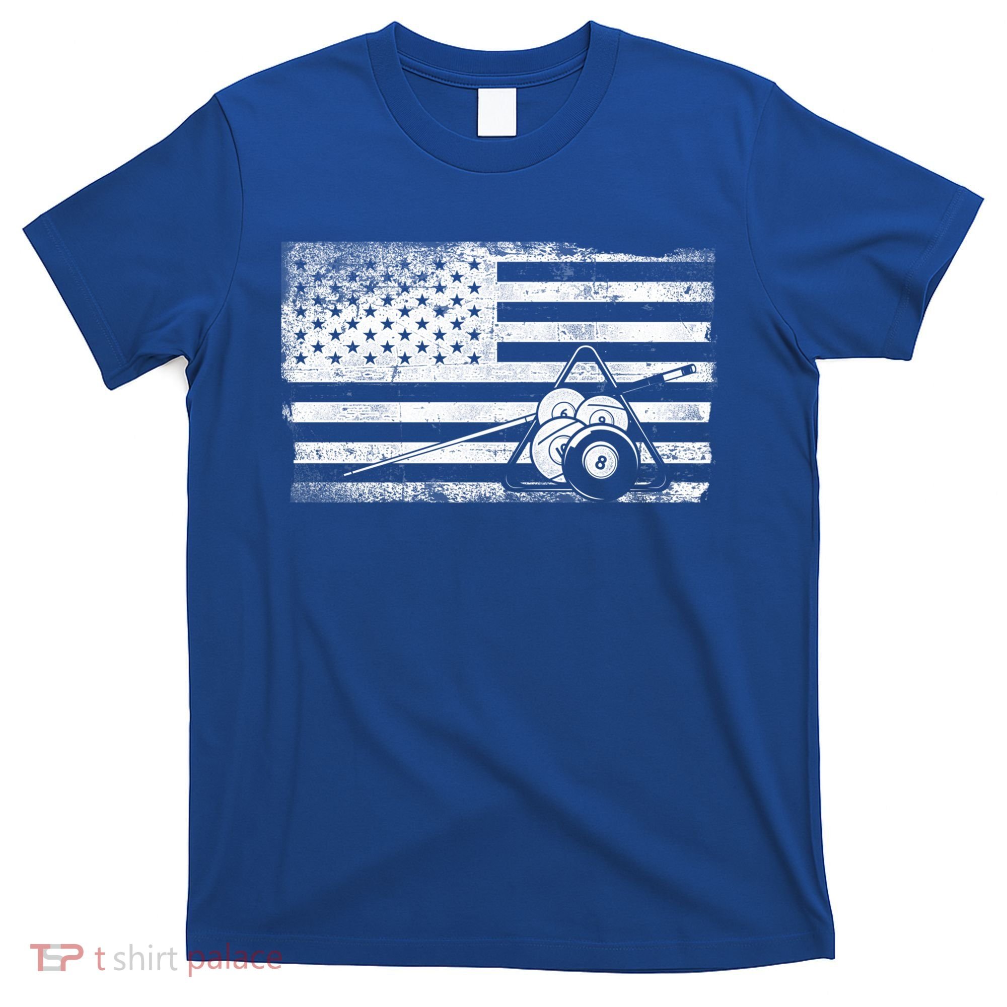 Billiards Pool Player Ball American Flag Vintage Cool Gift T-Shirt