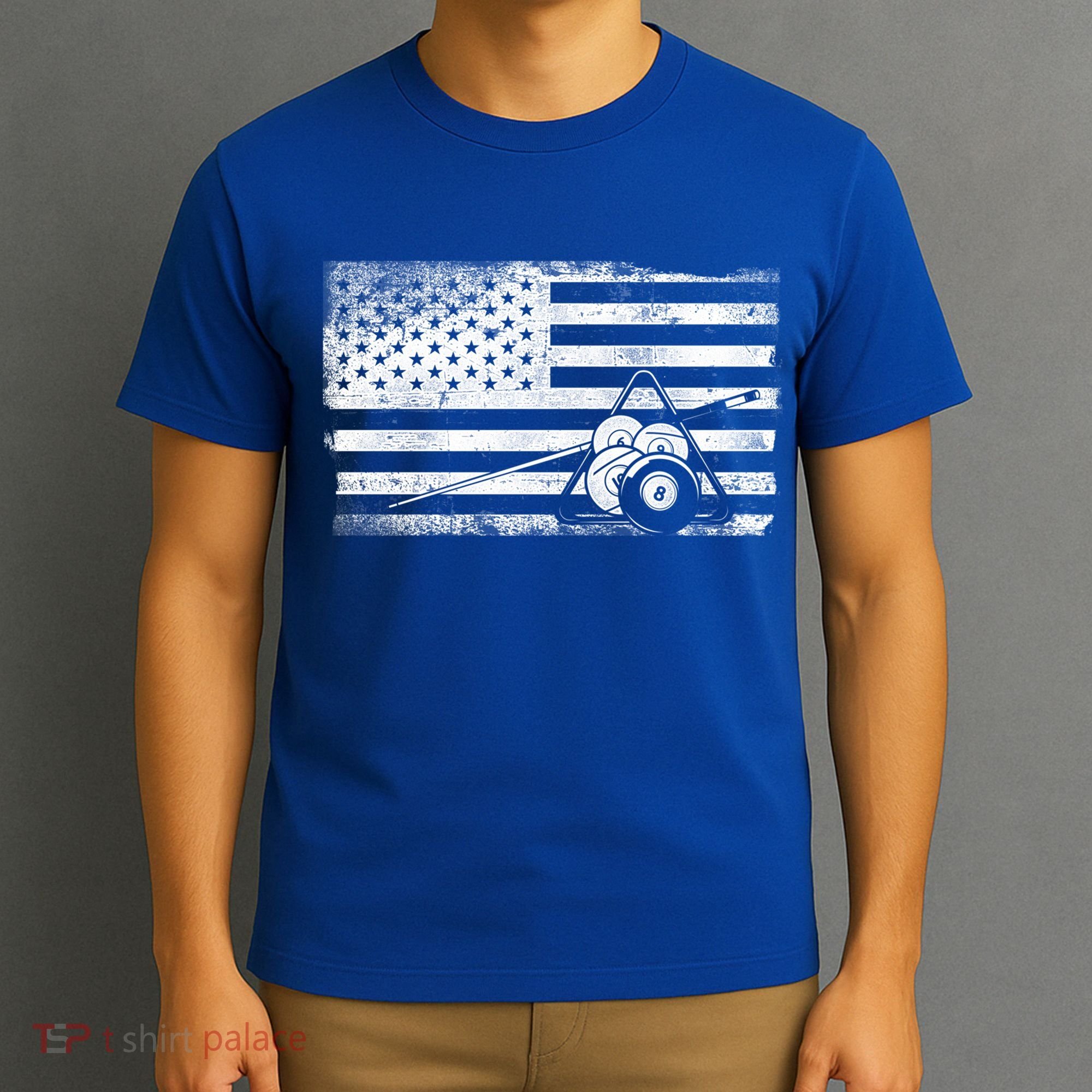 Billiards Pool Player Ball American Flag Vintage Cool Gift T-Shirt