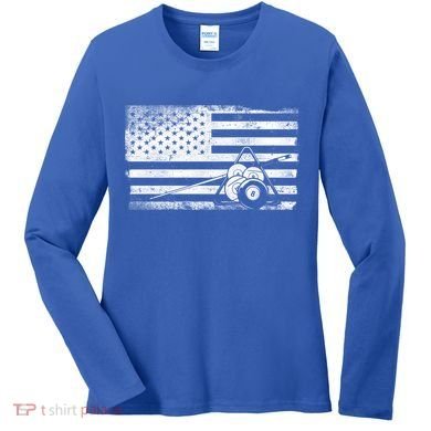 Billiards Pool Player Ball American Flag Vintage Cool Gift Women's Long Sleeve Shirt