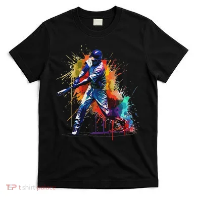 Baseball Player Paint Splash T-Shirt