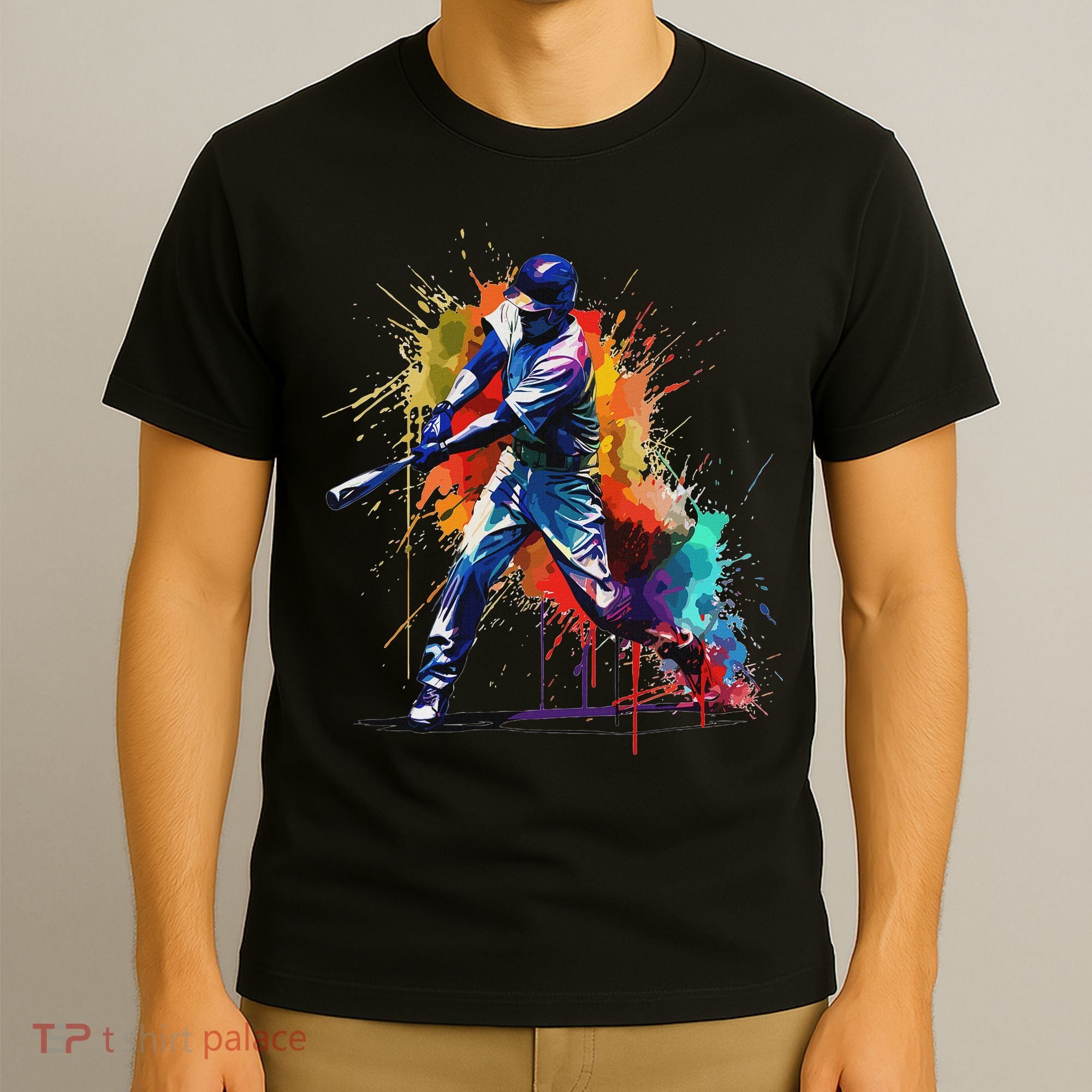 Baseball Player Paint Splash T-Shirt