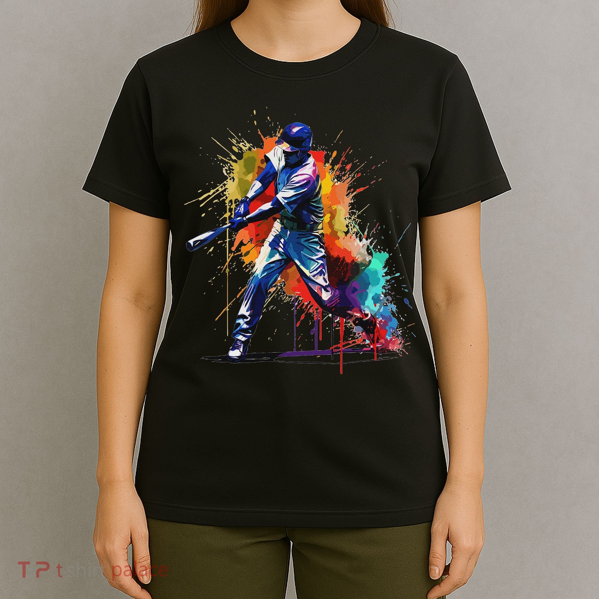 Baseball Player Paint Splash T-Shirt