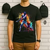 Baseball Player Paint Splash T-Shirt thumb 6