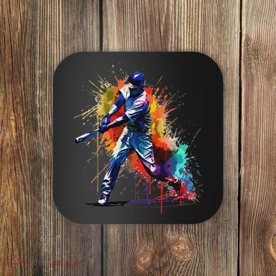 Baseball Player Paint Splash Coaster