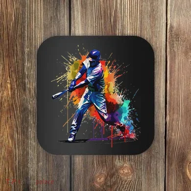 Baseball Player Paint Splash Coaster