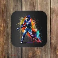 Baseball Player Paint Splash Coaster thumb 0