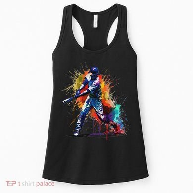 Baseball Player Paint Splash Women's Tank Top