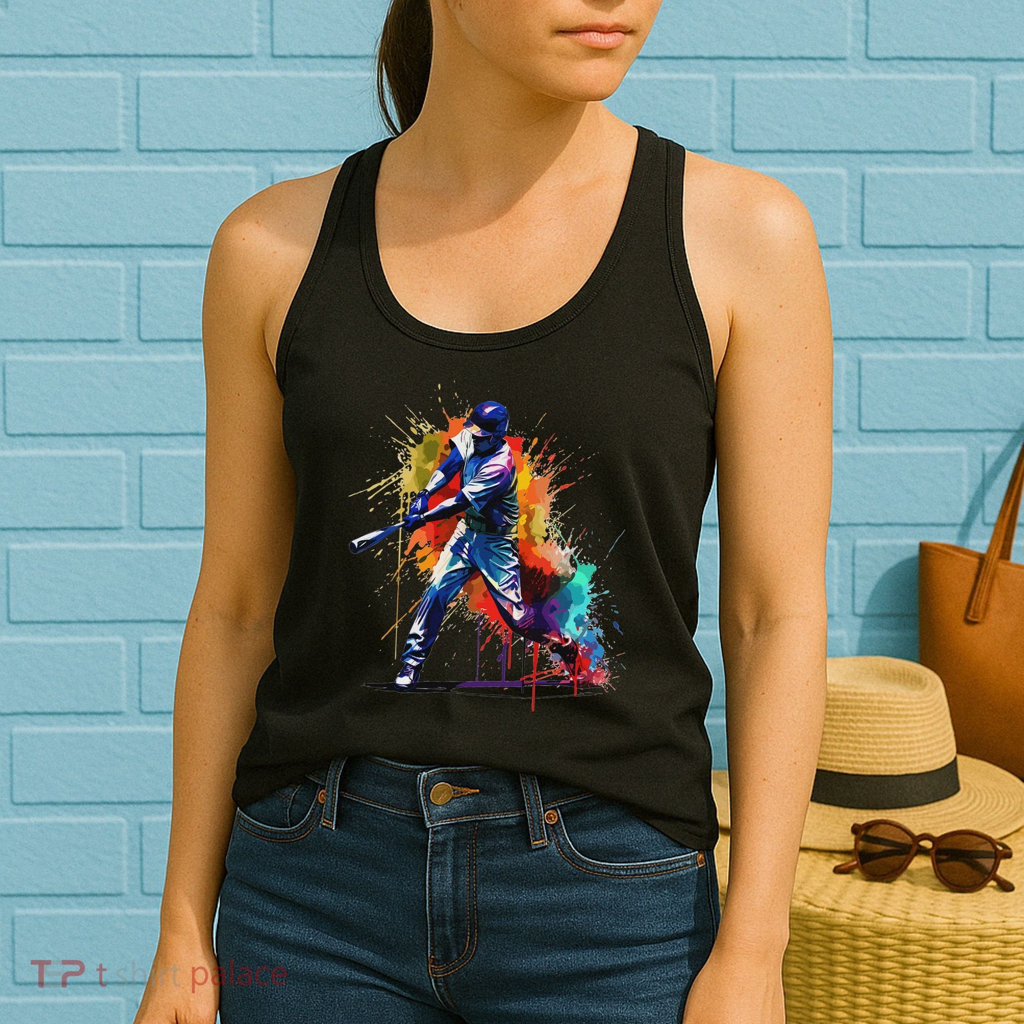 Baseball Player Paint Splash Women's Tank Top