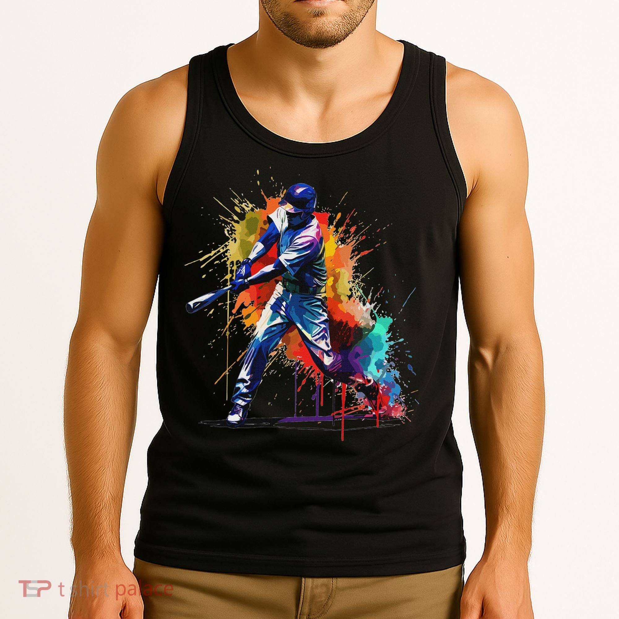 Baseball Player Paint Splash Tank Top