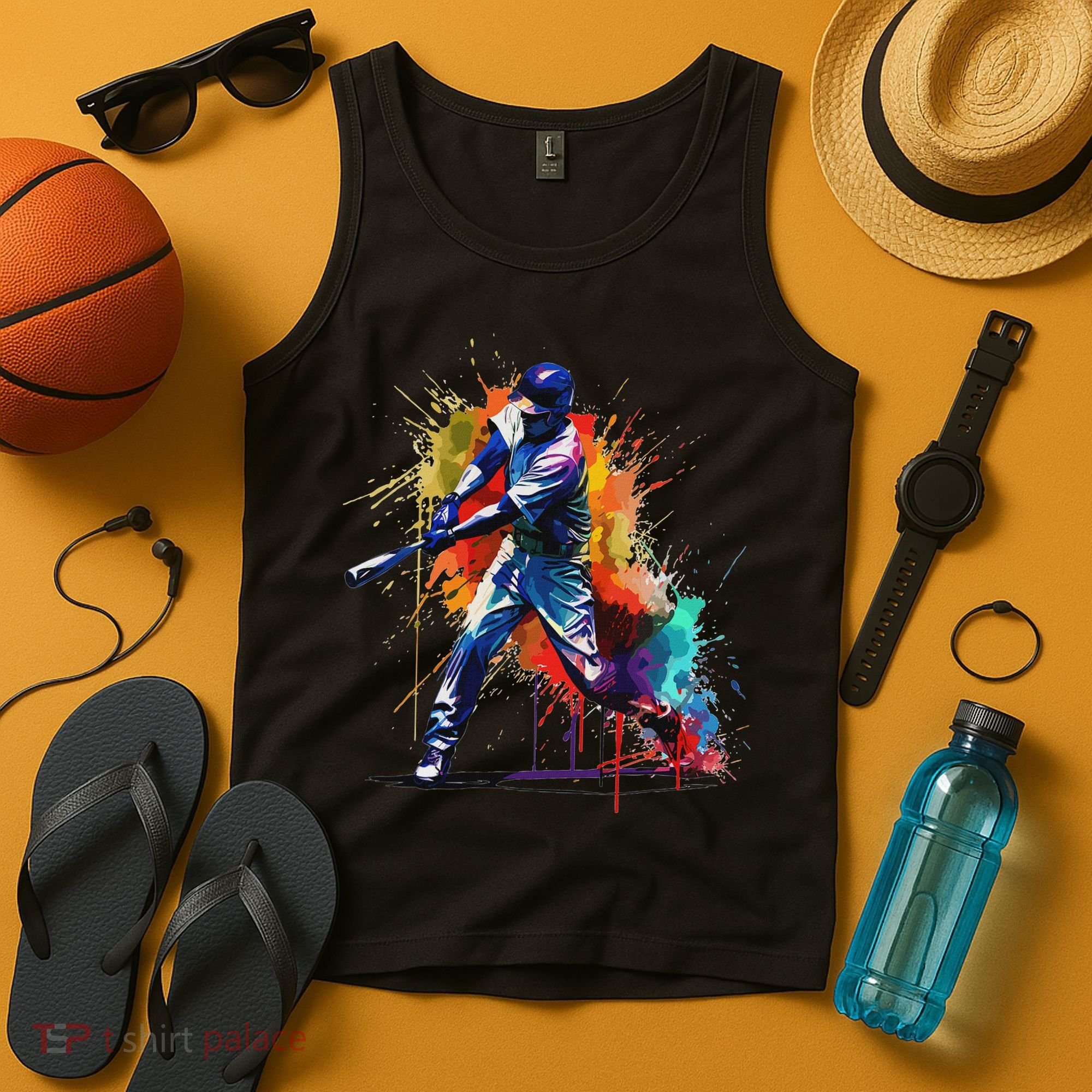 Baseball Player Paint Splash Tank Top