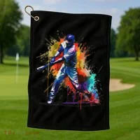 Baseball Player Paint Splash Golf Towel thumb 1
