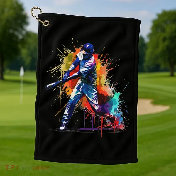 Baseball Player Paint Splash Golf Towel