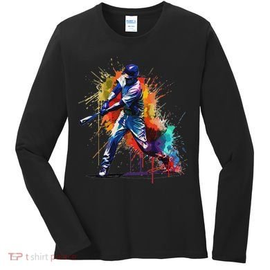 Baseball Player Paint Splash Women's Long Sleeve Shirt