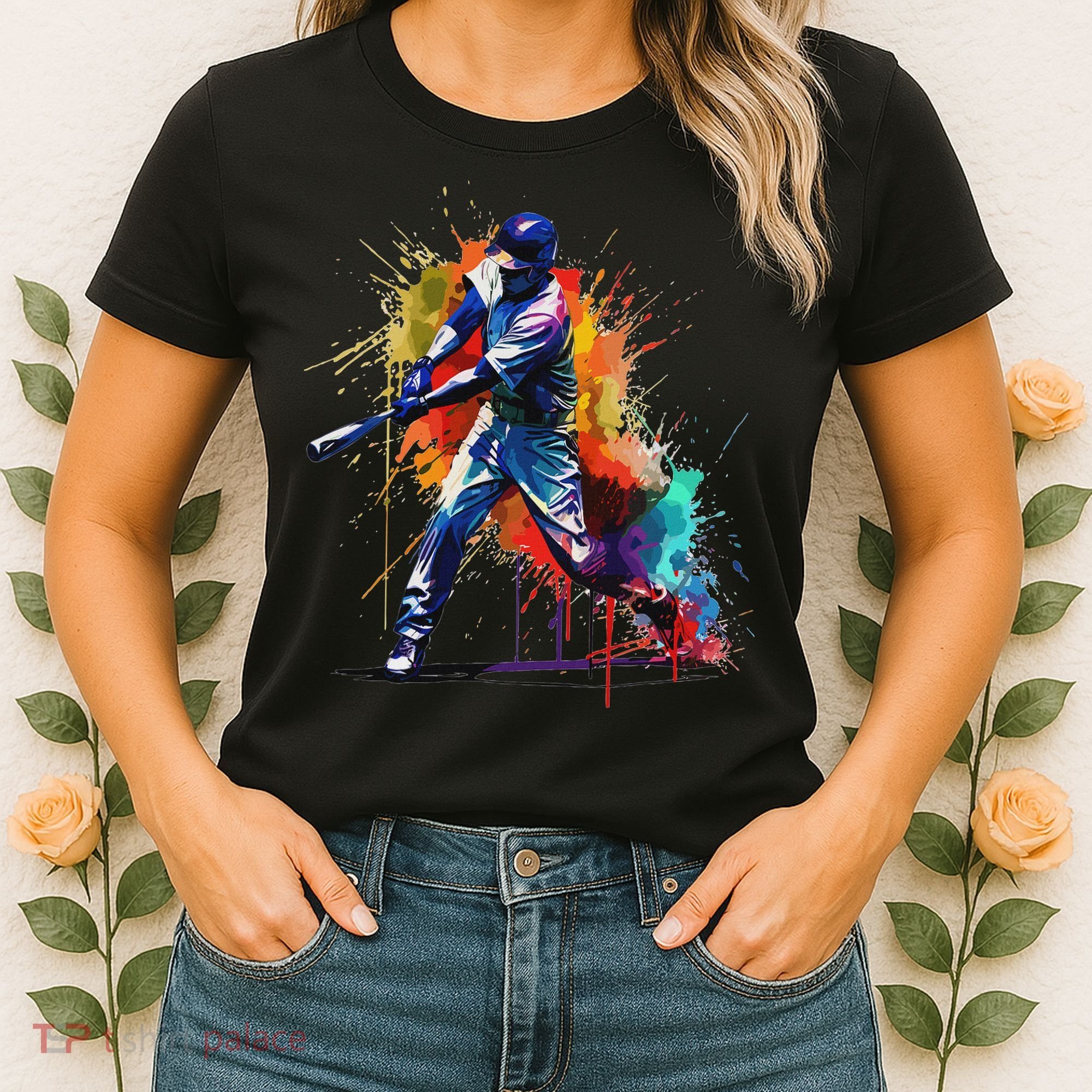 Baseball Player Paint Splash Women's T-Shirt