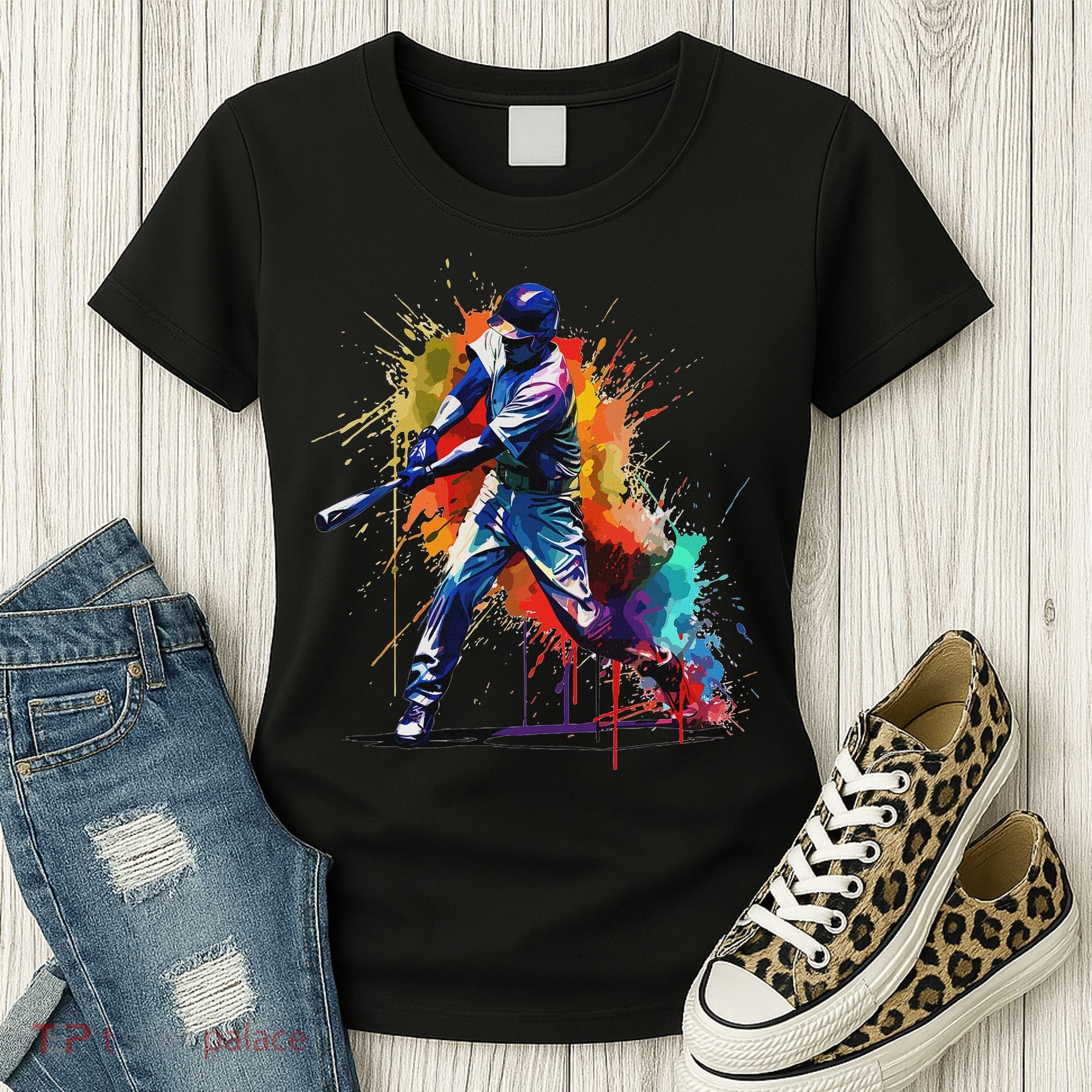 Baseball Player Paint Splash Women's T-Shirt