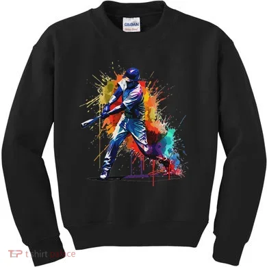 Baseball Player Paint Splash Kids Sweatshirt