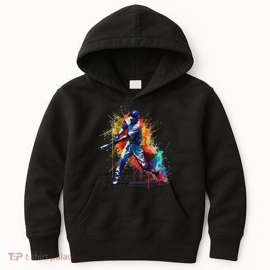 Baseball Player Paint Splash Kids Hoodie