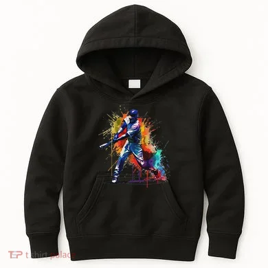 Baseball Player Paint Splash Kids Hoodie