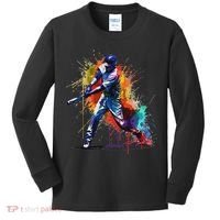 Baseball Player Paint Splash Kids Long Sleeve Shirt thumb 0