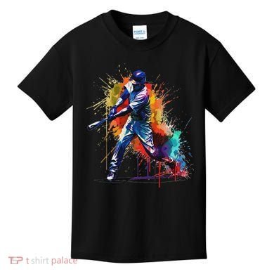 Baseball Player Paint Splash Kids T-Shirt