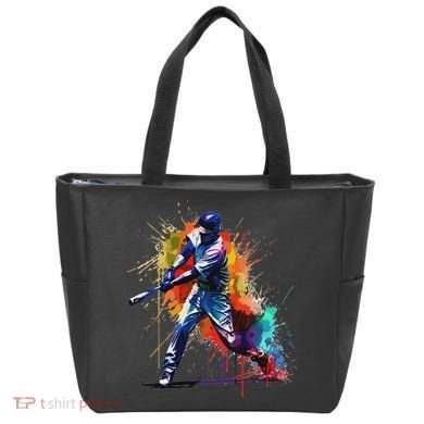 Baseball Player Paint Splash Tote Bag