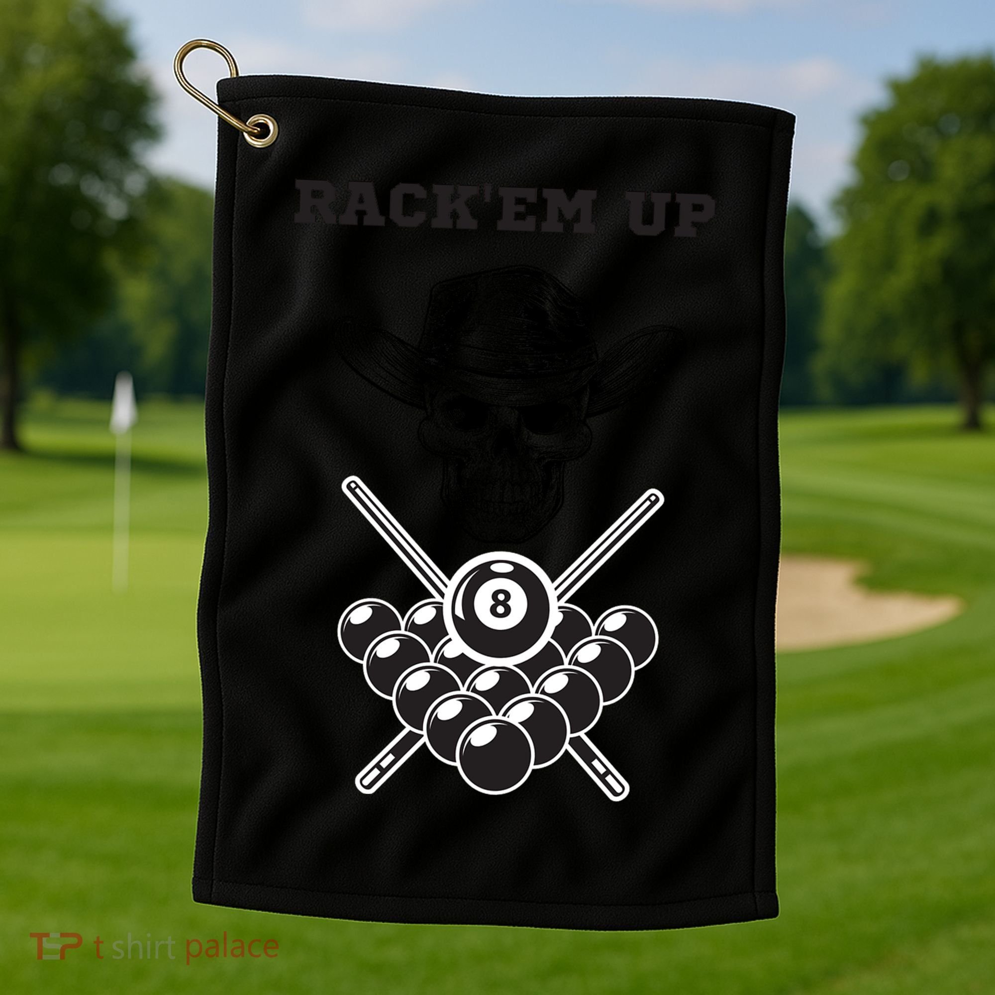 Billiards Pool Player Snooker Game Rack'em U Billiards Dad Gift For Father's Day Golf Towel