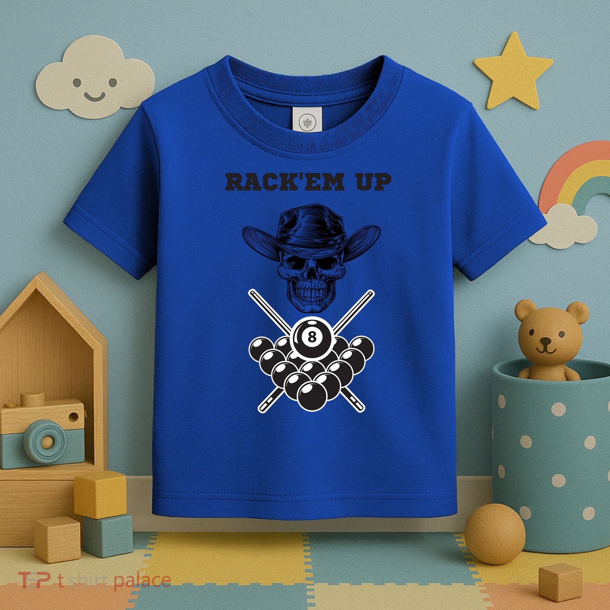 Billiards Pool Player Snooker Game Rack'em U Billiards Dad Gift For Father's Day Toddler T-Shirt