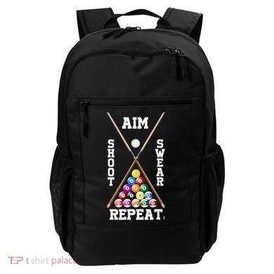 Billiard Pool Player Play Sport Aim Shoot Swear Repeat Backpack