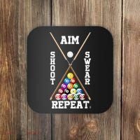 Billiard Pool Player Play Sport Aim Shoot Swear Repeat Coaster thumb 0