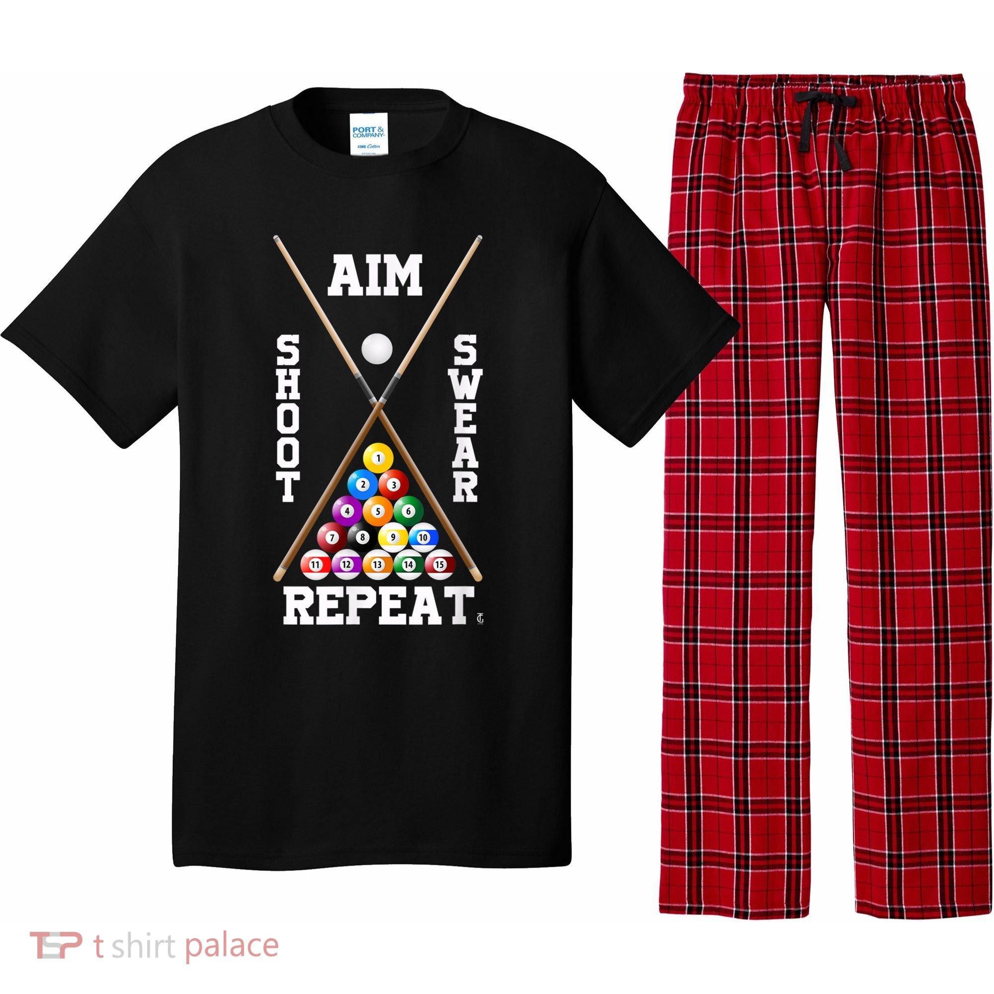 Billiard Pool Player Play Sport Aim Shoot Swear Repeat Pajama Set