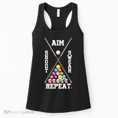 Billiard Pool Player Play Sport Aim Shoot Swear Repeat Women's Tank Top