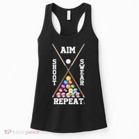 Billiard Pool Player Play Sport Aim Shoot Swear Repeat Women's Tank Top thumb 0