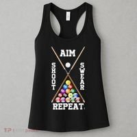 Billiard Pool Player Play Sport Aim Shoot Swear Repeat Women's Tank Top thumb 3