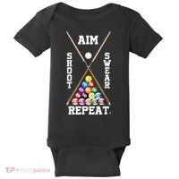 Billiard Pool Player Play Sport Aim Shoot Swear Repeat Baby Bodysuit thumb 0