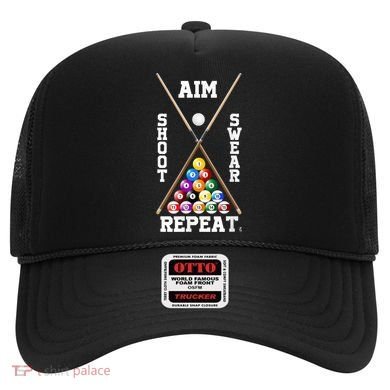 Billiard Pool Player Play Sport Aim Shoot Swear Repeat Hat