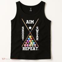 Billiard Pool Player Play Sport Aim Shoot Swear Repeat Tank Top thumb 2