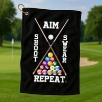Billiard Pool Player Play Sport Aim Shoot Swear Repeat Golf Towel thumb 1