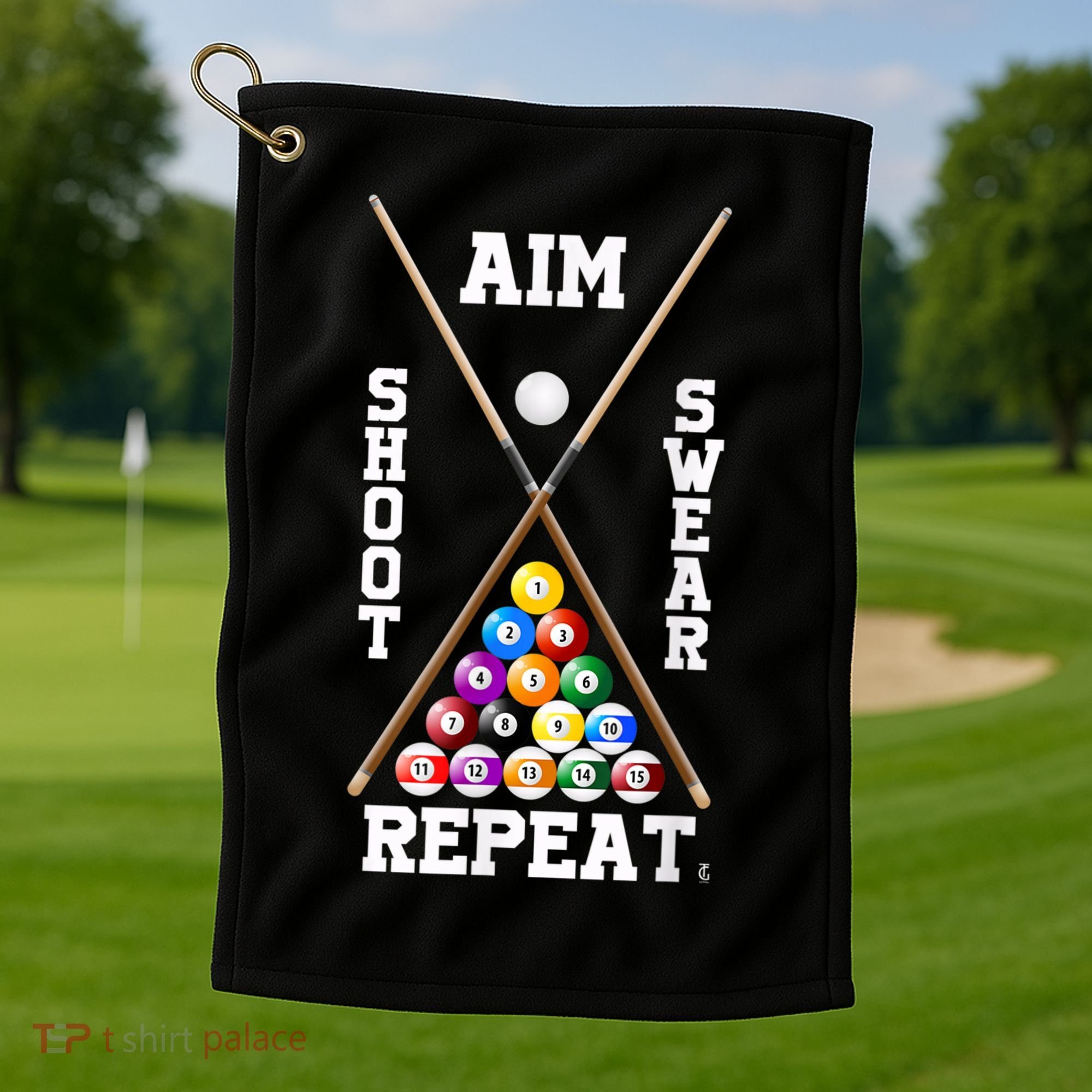 Billiard Pool Player Play Sport Aim Shoot Swear Repeat Golf Towel