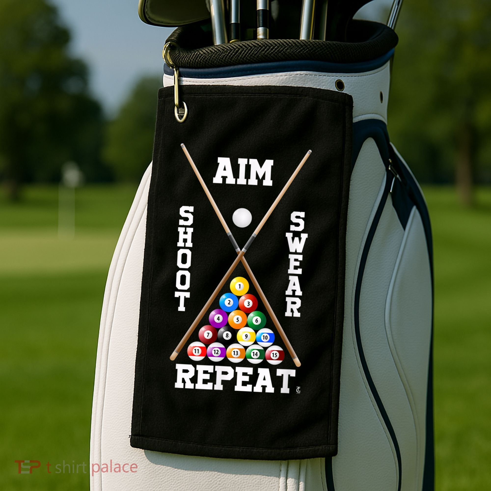 Billiard Pool Player Play Sport Aim Shoot Swear Repeat Golf Towel