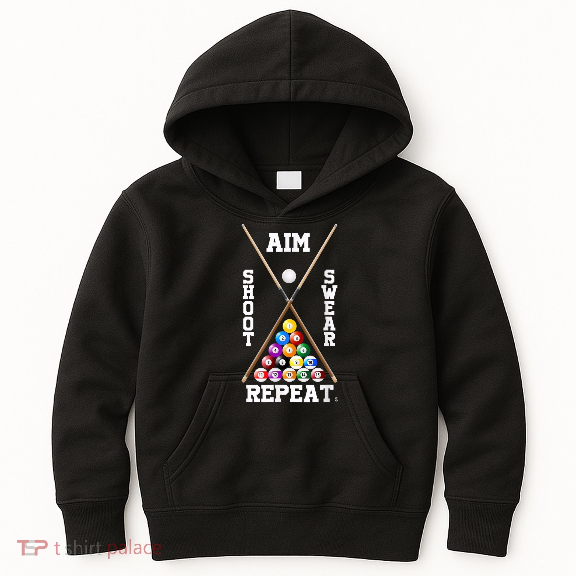 Billiard Pool Player Play Sport Aim Shoot Swear Repeat Kids Hoodie