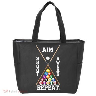 Billiard Pool Player Play Sport Aim Shoot Swear Repeat Tote Bag