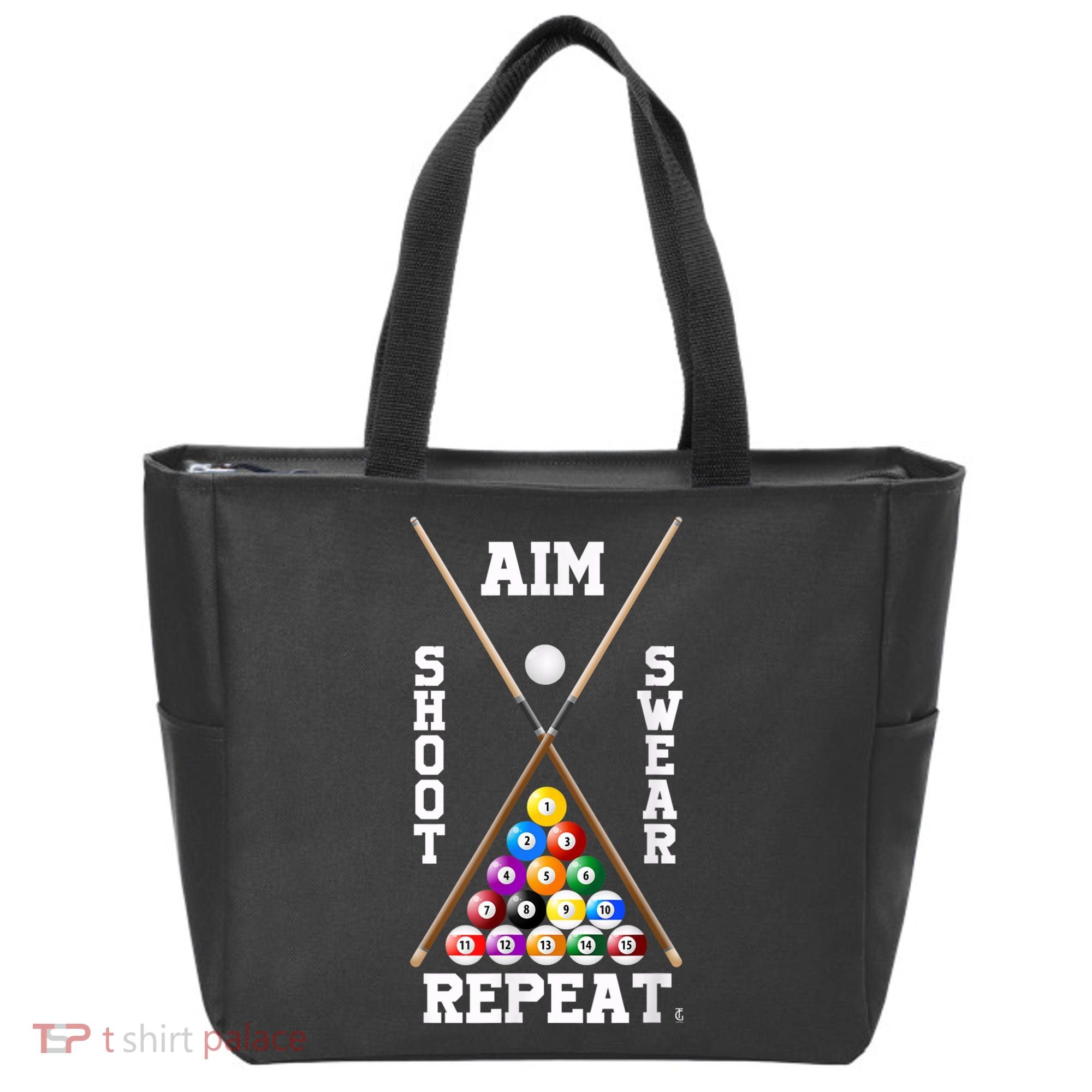 Billiard Pool Player Play Sport Aim Shoot Swear Repeat Tote Bag
